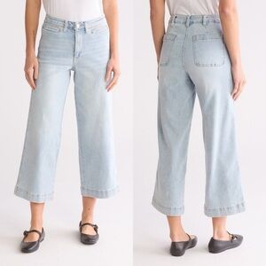 Oat New York High Rise Wide Leg Crop Jeans Womens 12‎ 31 Blue Denim Boho